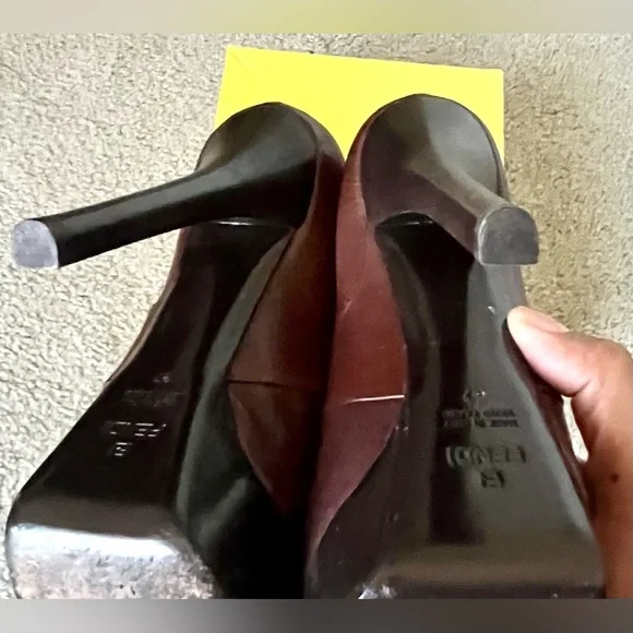 FENDI Decollete Vacchetta Lux Marrone Medio Platform Heels Size 37 / US 6.5 EUC